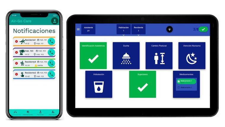 Aplicación de móvil y tablet de Air-go Care.