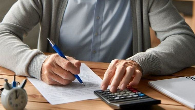 Persona mayor echando cuentas con los precios de las residencias.