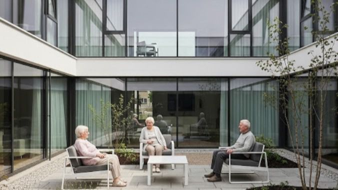 Residencia moderna de personas mayores.