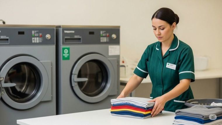Servicio de lavandería en una residencia de personas mayores.