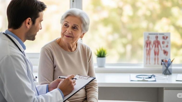 Consulta médica a una persona mayor.