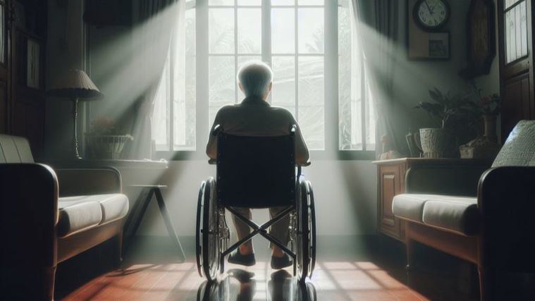 Una persona mayor dependiente en una residencia.