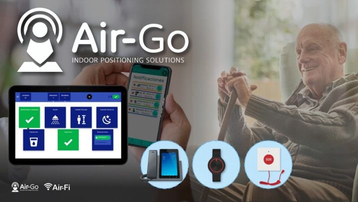El sistema Air-Go conecta a residentes, profesionales y familias a través de pulseras inteligentes, botones inalámbricos y una aplicación móvil que centraliza alertas y comunicación por voz.