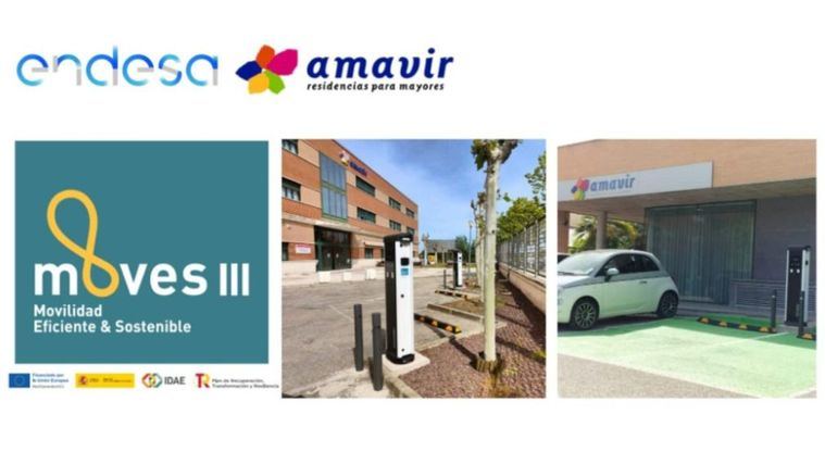 Residencias de Amavir ya ofrecen cargadores para vehículo eléctrico de Endesa.