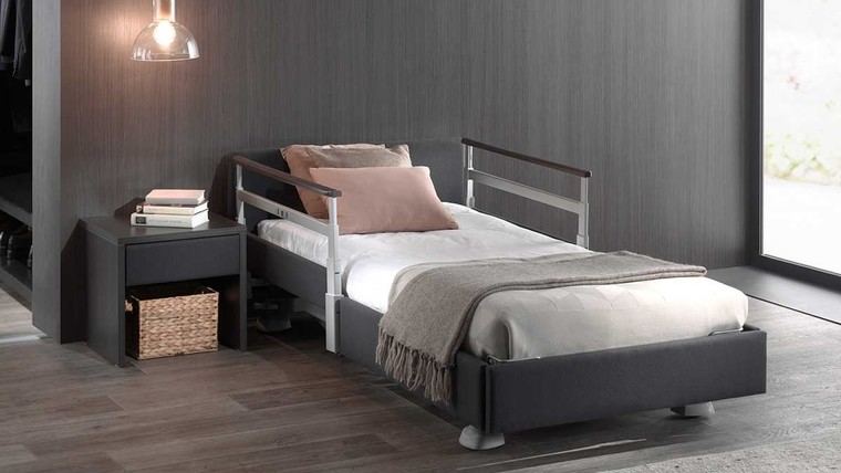 Cama hospitalaria Lago Care Hogar articulada eléctrica con carro elevador para Barandillas partidas Twin.