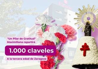 Emotiva acción solidaria en Zaragoza repartiendo 1.000 claveles de ofrenda a residentes de centros para mayores